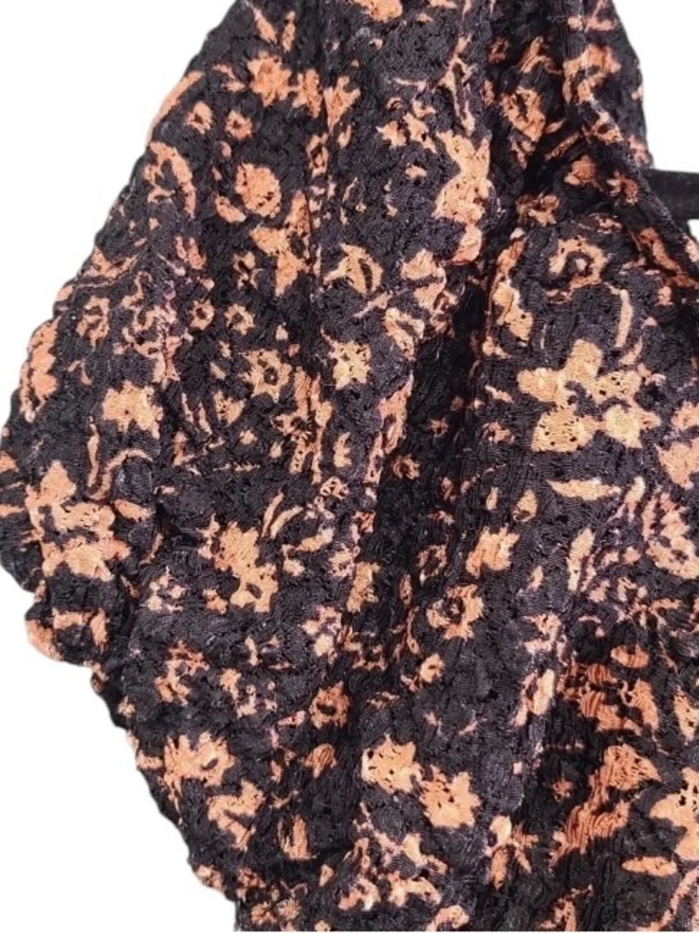 Free People Oh Baby Cropped Textured Puff Sleeve Blouse Black Size L Whimsigoth